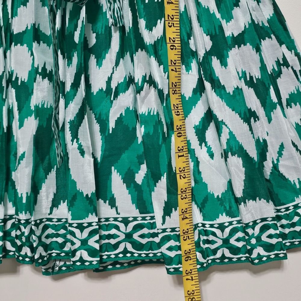Alexis Marie Dress 8 White Green Vneck Long Sleeves Knee-length Tiered Belt 0714 - Picture 5 of 15